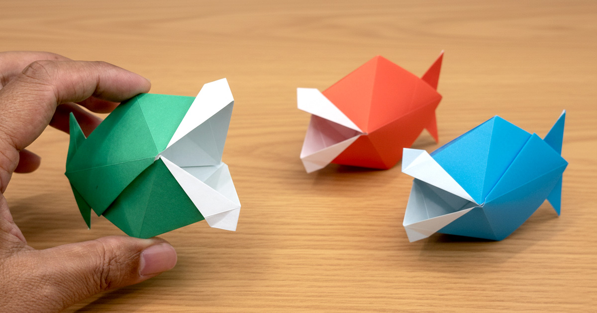 會張開嘴的小魚摺紙 Origami Fish Open Mouth - 摺紙藝術教學 Origami Tutorial | STEAM 教育學習網